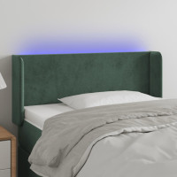 Produktbild för Sänggavel LED mörkgrön 83x16x78/88 cm sammet