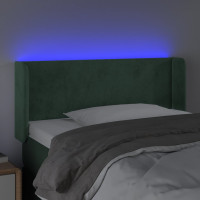 Produktbild för Sänggavel LED mörkgrön 83x16x78/88 cm sammet