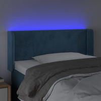 Produktbild för Sänggavel LED mörkblå 83x16x78/88 cm sammet