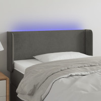 Produktbild för Sänggavel LED mörkgrå 93x16x78/88 cm sammet