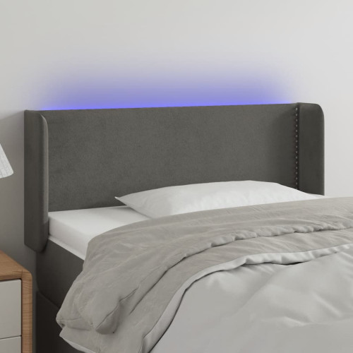 vidaXL Sänggavel LED mörkgrå 93x16x78/88 cm sammet
