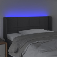 Produktbild för Sänggavel LED mörkgrå 83x16x78/88 cm tyg