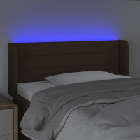 Miniatyr av produktbild för Sänggavel LED mörkbrun 83x16x78/88 cm tyg