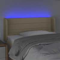 Produktbild för Sänggavel LED gräddvit 83x16x78/88 cm tyg