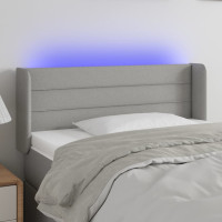 Produktbild för Sänggavel LED ljusgrå 93x16x78/88 cm tyg