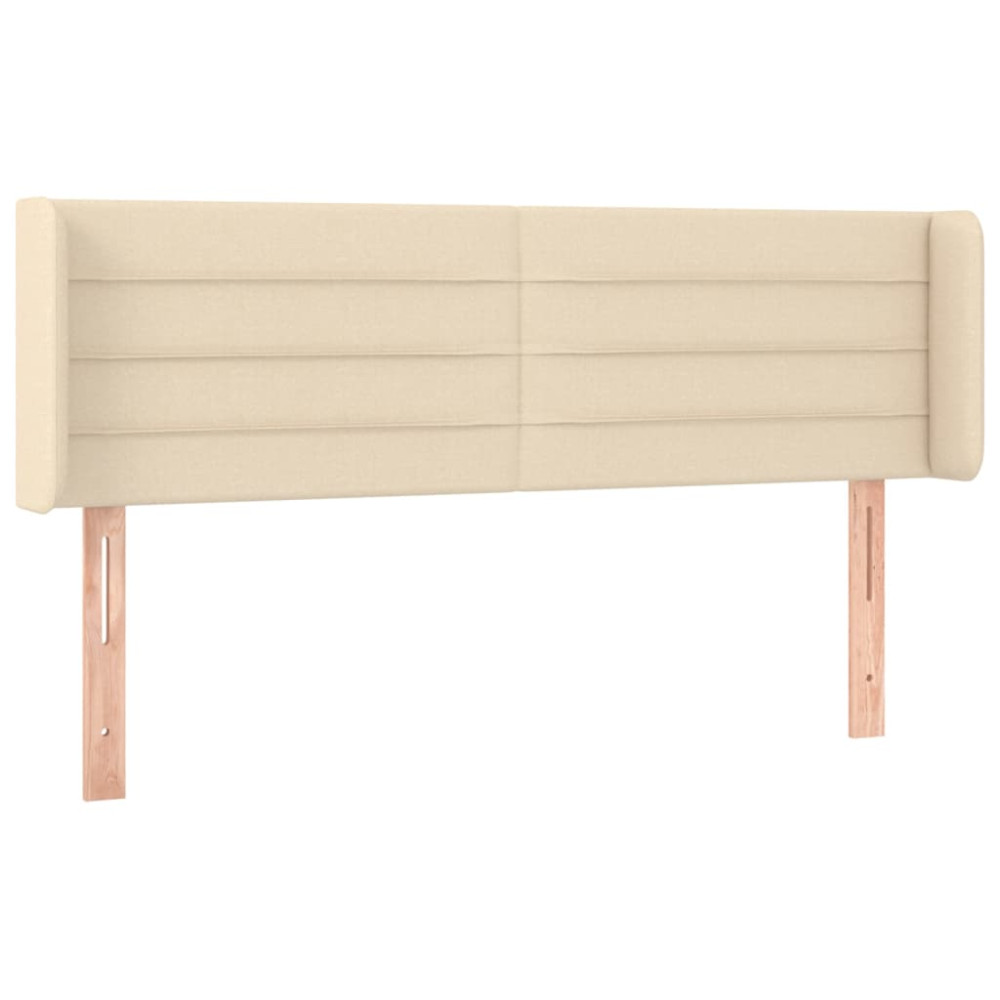 Produktbild för Sänggavel LED gräddvit 147x16x78/88 cm tyg