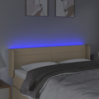 Produktbild för Sänggavel LED gräddvit 147x16x78/88 cm tyg