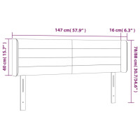 Produktbild för Sänggavel LED gräddvit 147x16x78/88 cm tyg