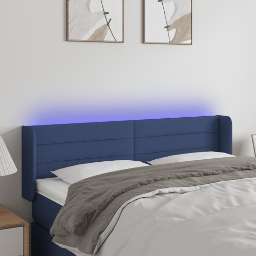 vidaXL Sänggavel LED blå 147x16x78/88 cm tyg