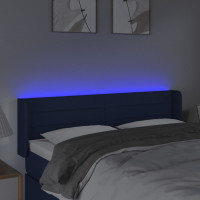 Produktbild för Sänggavel LED blå 147x16x78/88 cm tyg