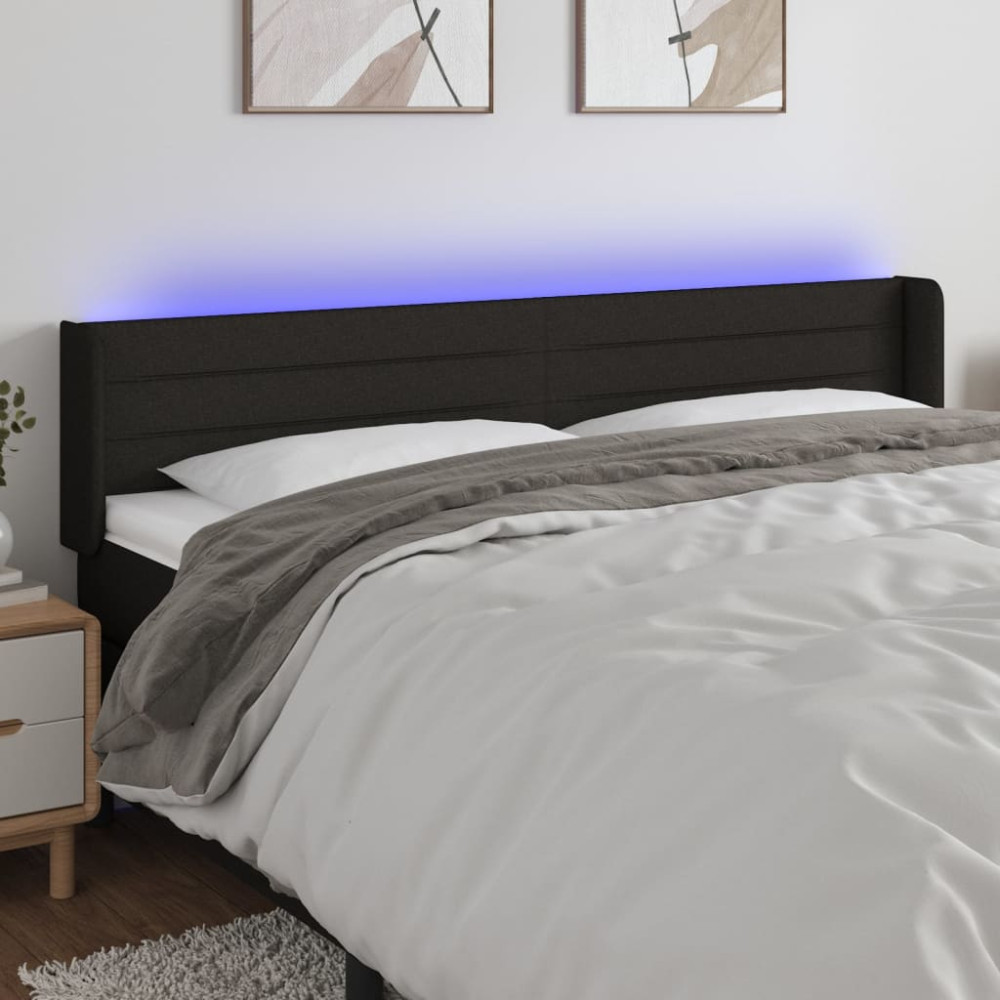 Produktbild för Sänggavel LED svart 203x16x78/88 cm tyg