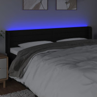 Produktbild för Sänggavel LED svart 203x16x78/88 cm tyg
