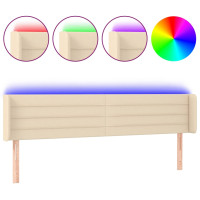 Produktbild för Sänggavel LED gräddvit 203x16x78/88 cm tyg