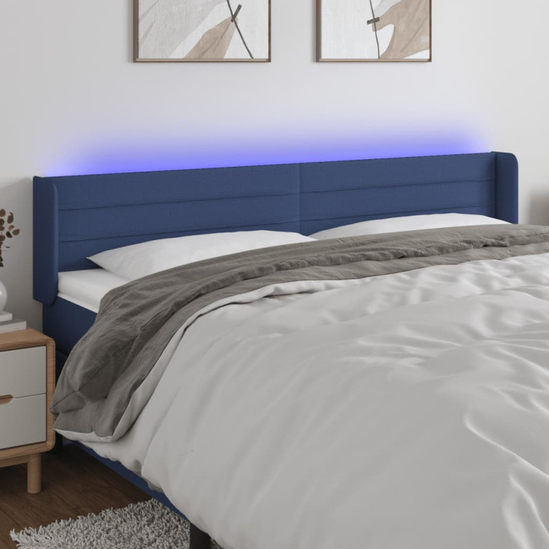 Produktbild för Sänggavel LED blå 203x16x78/88 cm tyg