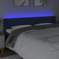 Miniatyr av produktbild för Sänggavel LED blå 203x16x78/88 cm tyg