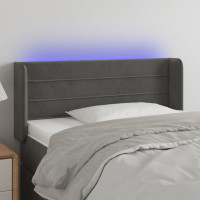 Produktbild för Sänggavel LED mörkgrå 83x16x78/88 cm sammet