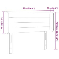 Produktbild för Sänggavel LED mörkgrå 93x16x78/88 cm sammet