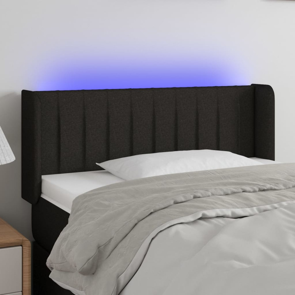 Produktbild för Sänggavel LED svart 83x16x78/88 cm tyg