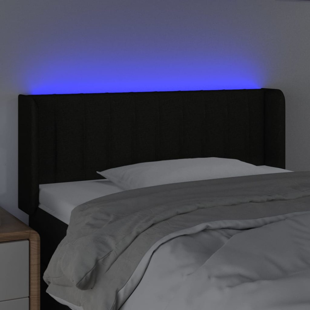 Produktbild för Sänggavel LED svart 83x16x78/88 cm tyg