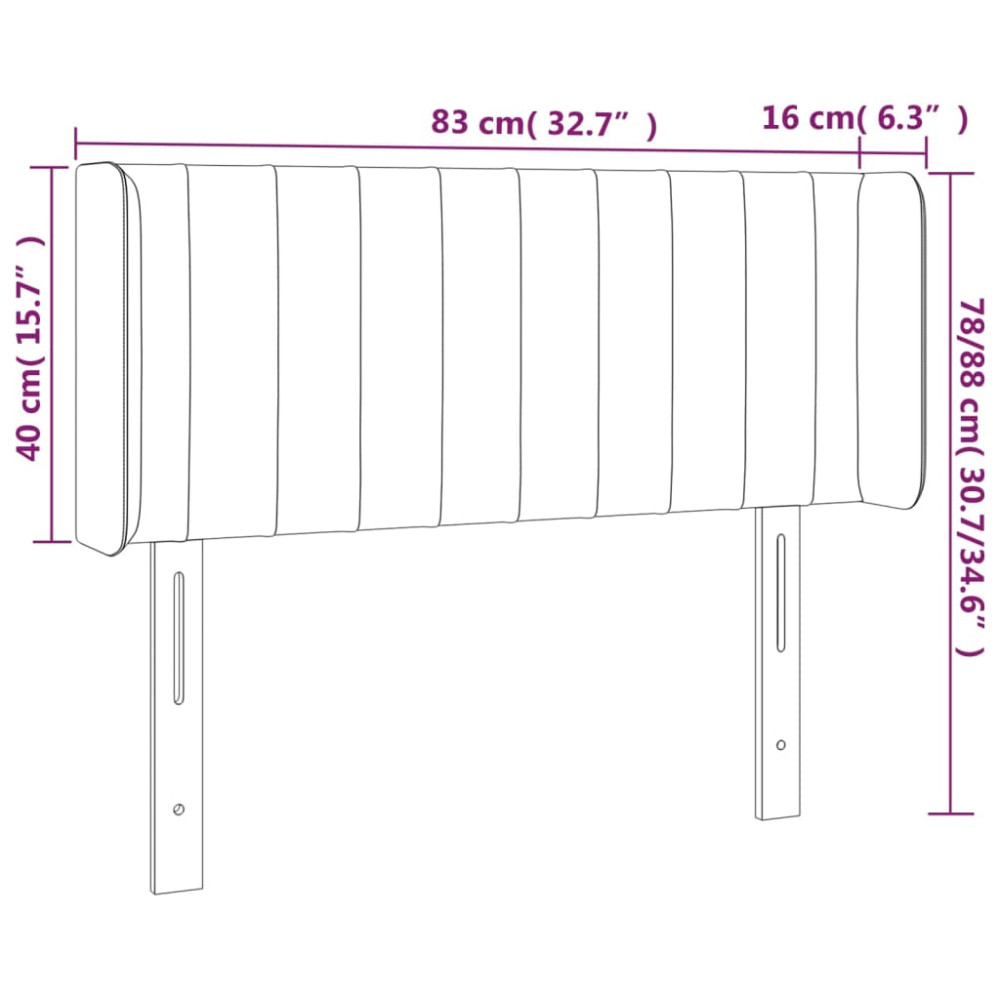 Produktbild för Sänggavel LED svart 83x16x78/88 cm tyg