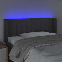 Produktbild för Sänggavel LED mörkgrå 103x16x78/88 cm tyg