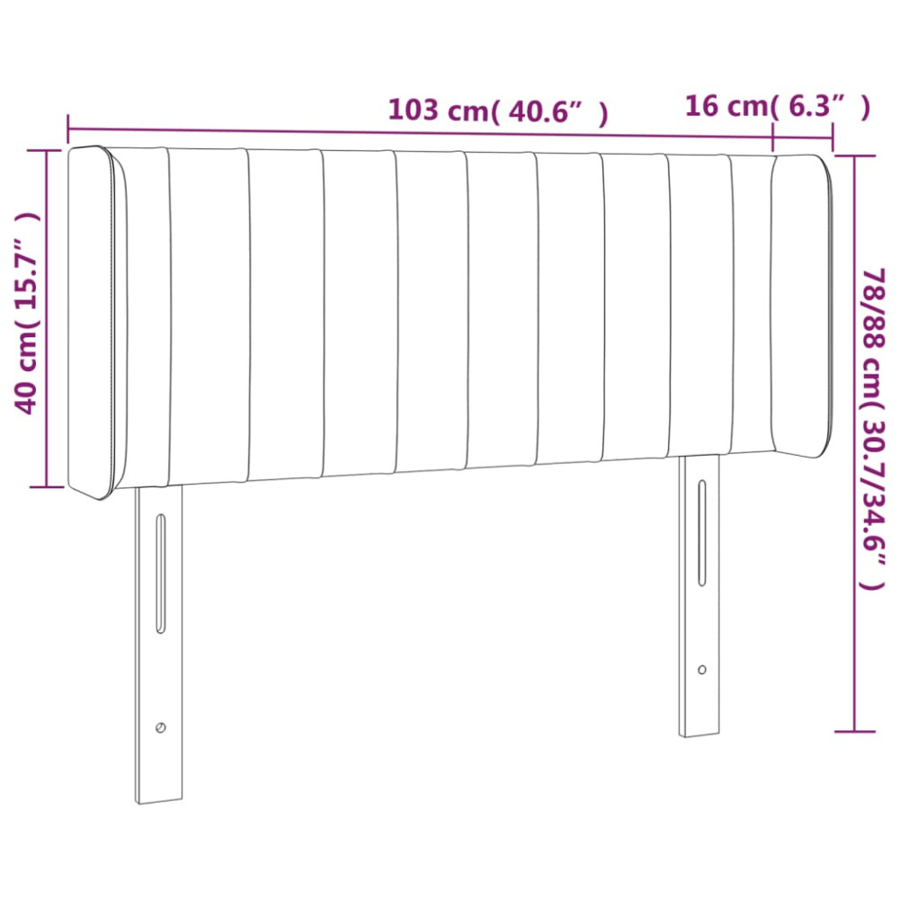Produktbild för Sänggavel LED svart 103x16x78/88 cm tyg