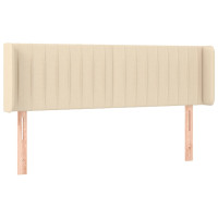 Produktbild för Sänggavel LED gräddvit 147x16x78/88 cm tyg