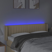 Produktbild för Sänggavel LED gräddvit 147x16x78/88 cm tyg