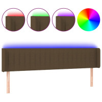 Produktbild för Sänggavel LED mörkbrun 163x16x78/88 cm tyg