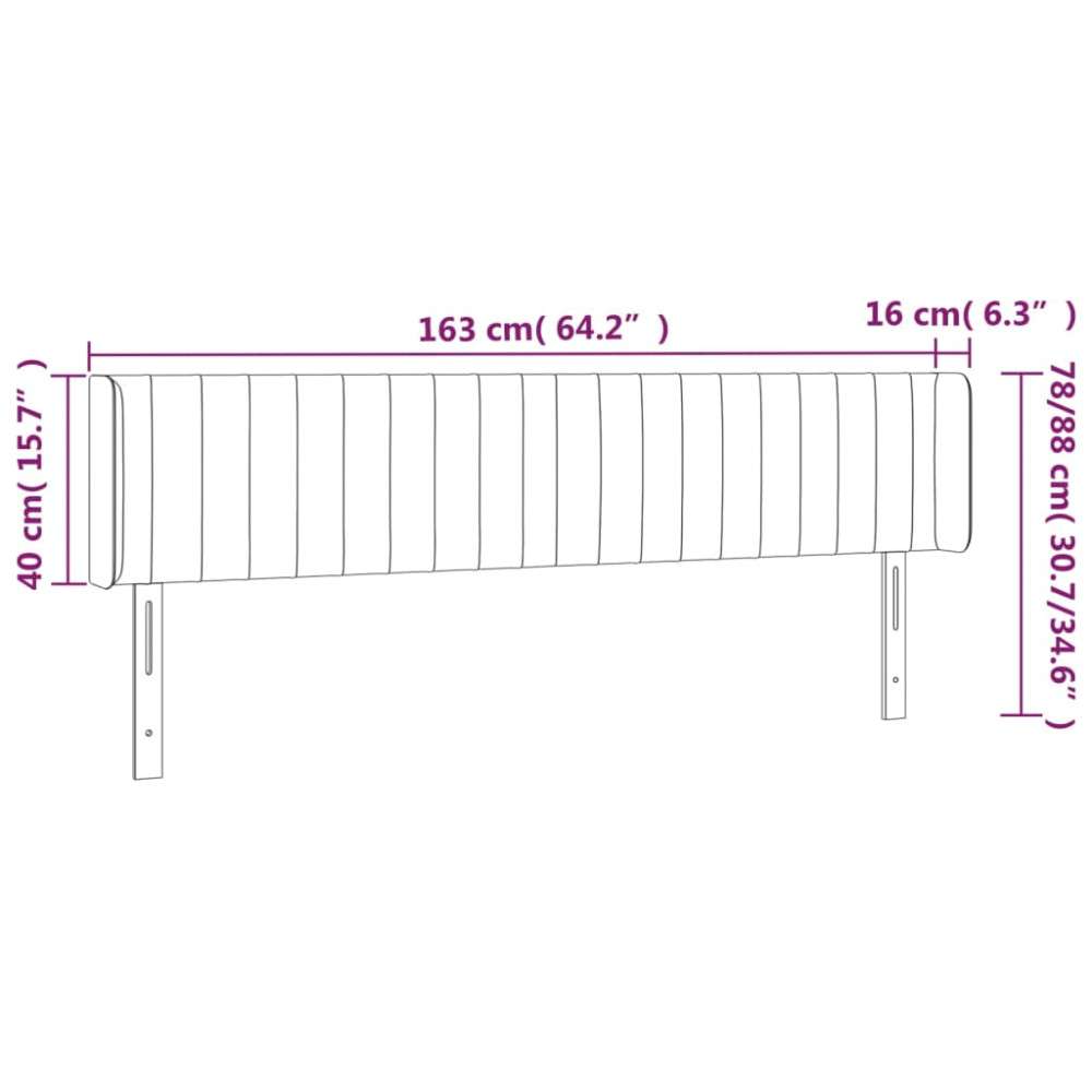 Produktbild för Sänggavel LED mörkbrun 163x16x78/88 cm tyg