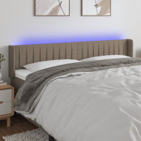 Produktbild för Sänggavel LED taupe 203x16x78/88 cm tyg