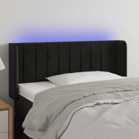 Produktbild för Sänggavel LED svart 83x16x78/88 cm sammet