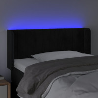 Produktbild för Sänggavel LED svart 83x16x78/88 cm sammet