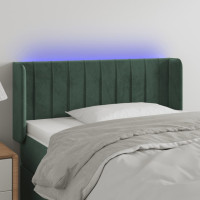 Produktbild för Sänggavel LED mörkgrön 83x16x78/88 cm sammet