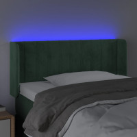 Produktbild för Sänggavel LED mörkgrön 83x16x78/88 cm sammet