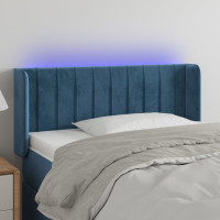 Produktbild för Sänggavel LED mörkblå 83x16x78/88 cm sammet