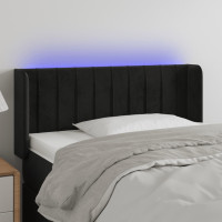 Produktbild för Sänggavel LED svart 93x16x78/88 cm sammet