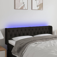 Produktbild för Sänggavel LED svart 147x16x78/88 cm tyg