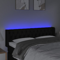Produktbild för Sänggavel LED svart 147x16x78/88 cm tyg