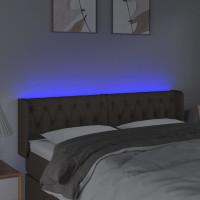Produktbild för Sänggavel LED taupe 147x16x78/88 cm tyg