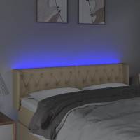 Miniatyr av produktbild för Sänggavel LED gräddvit 147x16x78/88 cm tyg