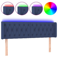 Miniatyr av produktbild för Sänggavel LED blå 147x16x78/88 cm tyg