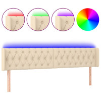 Produktbild för Sänggavel LED gräddvit 203x16x78/88 cm tyg