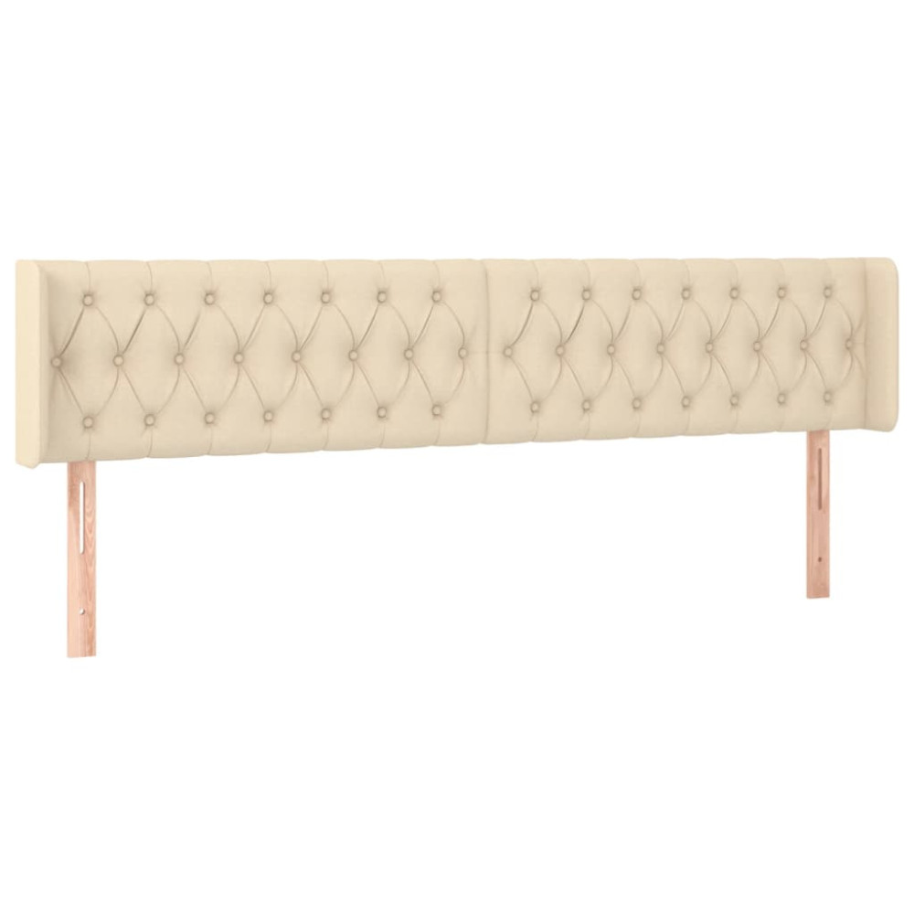 Produktbild för Sänggavel LED gräddvit 203x16x78/88 cm tyg