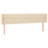 Produktbild för Sänggavel LED gräddvit 203x16x78/88 cm tyg