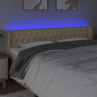 Produktbild för Sänggavel LED gräddvit 203x16x78/88 cm tyg