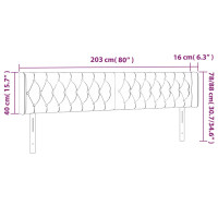 Produktbild för Sänggavel LED gräddvit 203x16x78/88 cm tyg