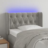 Produktbild för Sänggavel LED ljusgrå 83x16x78/88 cm sammet