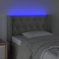 Produktbild för Sänggavel LED ljusgrå 83x16x78/88 cm sammet