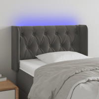 Produktbild för Sänggavel LED mörkgrå 83x16x78/88 cm sammet